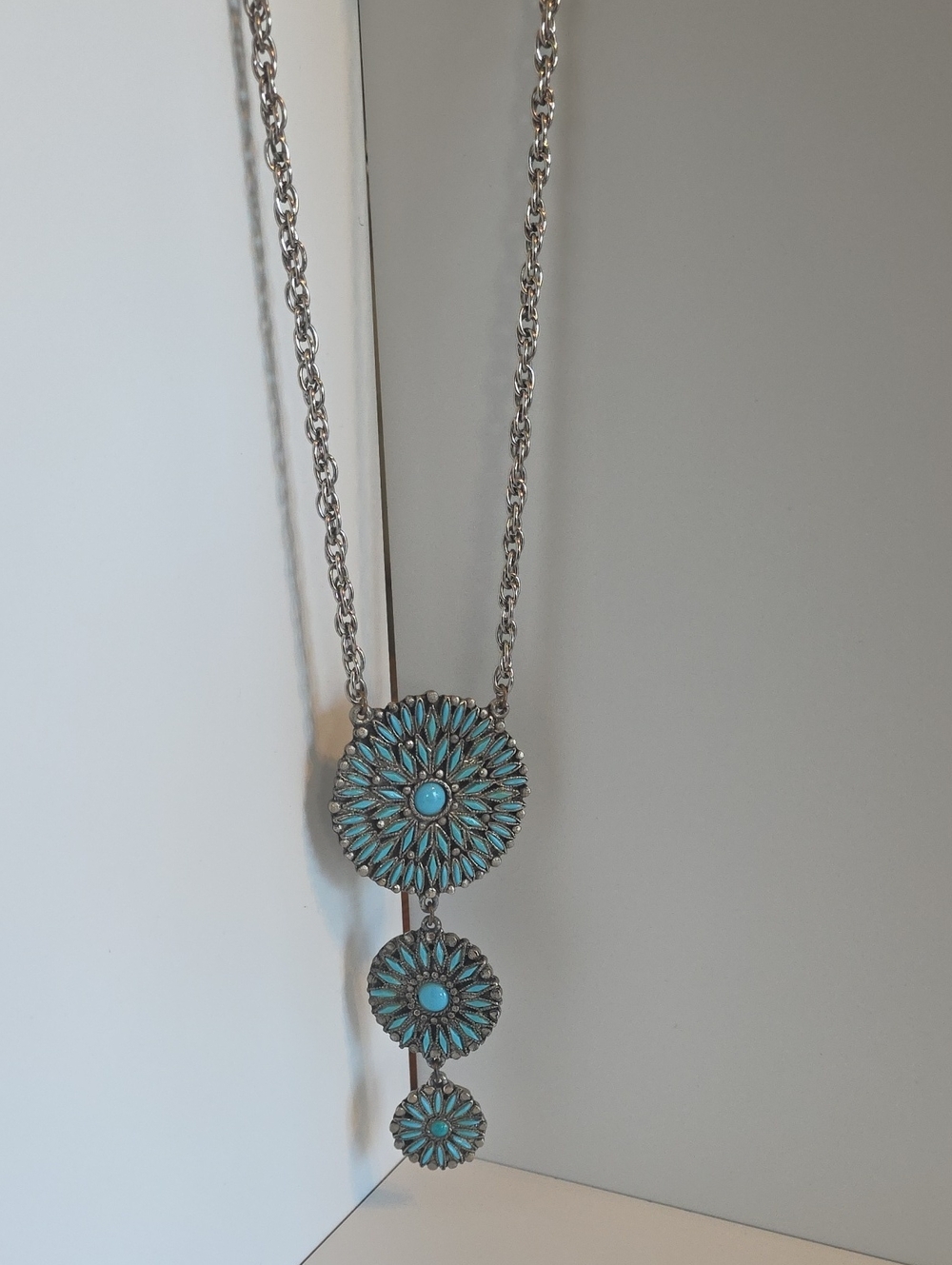 Vintage 1970s Southwestern-Style Boho Triple-tier Pendant Necklace